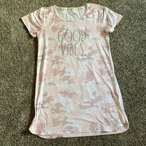NWOT Rae Dunn Good Vibes Camo nightgown